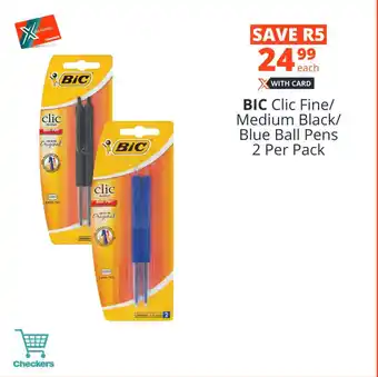 Checkers BIC Clic Fine/ Medium Black/ Blue Ball Pens 2 Per Pack offer