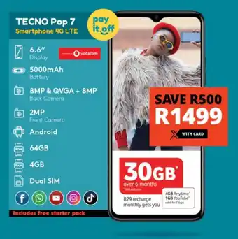 Checkers TECNO Pop 7 Smartphone 4G LTE offer