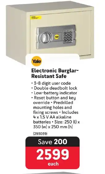 Makro Yale Electronic Burglar- Resistant Safe offer