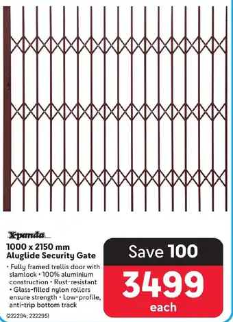 Makro Xpanda 1000 x 2150 mm Aluglide Security Gate offer