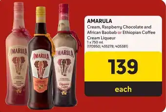 Makro AMARULA Cream, Raspberry Chocolate and African Baobab or Ethiopian Coffee Cream Liqueur offer