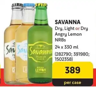 SAVANNA Dry, Light or Dry Angry Lemon NRBs offer at Makro