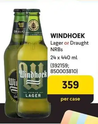 Makro WINDHOEK Lager or Draught NRBs offer