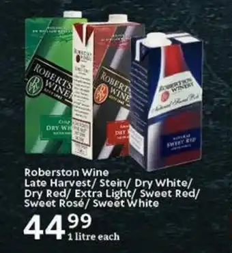 Oxford Freshmarket Roberston Wine Late Harvest/Stein/ Dry White/ Dry Red/ Extra Light/ Sweet Red/ Sweet Rosé/ Sweet White offer