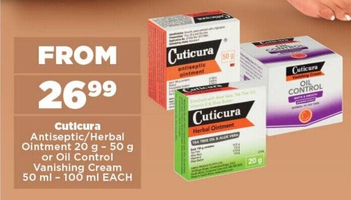 Cuticura Antiseptic/Herbal Ointment 20g - 50g or Oil Control Vanishing ...