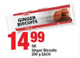 OK Foods OK Ginger Biscuits 200g EACH offer