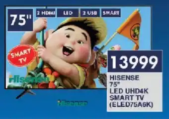 President Hyper HISENSE 75" LED UHD4K SMART TV offer