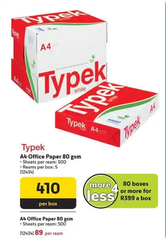 Makro Typek A4 Office Paper 80 gsm offer
