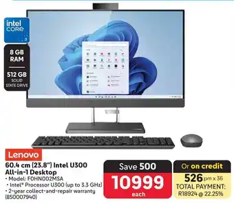Makro Lenovo 60.4 cm (23.8") Intel U300 All-in-1 Desktop offer