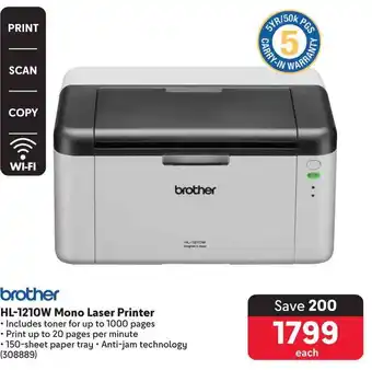 Makro Brother HL-1210W Mono Laser Printer offer