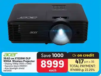 Makro Acer 39.62 cm X1328Wi DLP WXGA Wireless Projector offer