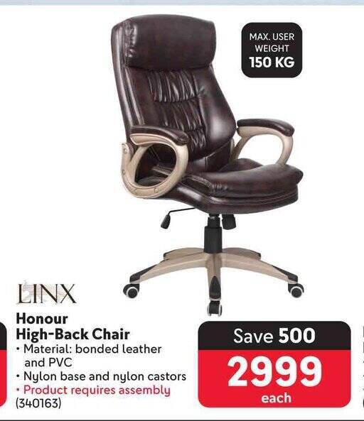 LINX Honour HighBack Chair offer at Makro