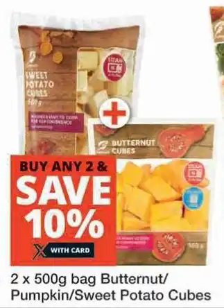 Checkers 2 x 500g bag Butternut/ Pumpkin/Sweet Potato Cubes offer