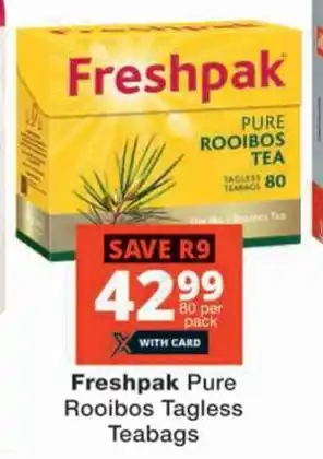 Checkers Freshpak Pure Rooibos Tagless Teabags offer