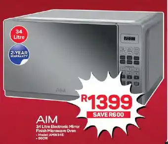 Pick n Pay Hypermarket AIM 34 Litre Electronic Mirror Finish Microwave Oven offer