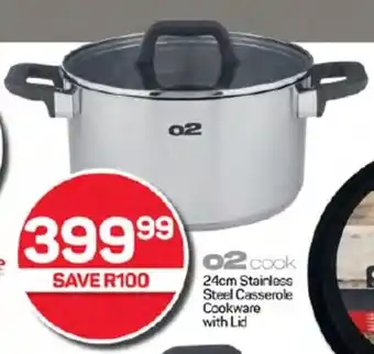 Pick n Pay Hypermarket 24cm Stainless Steel Casserole Cookware with Lid offer
