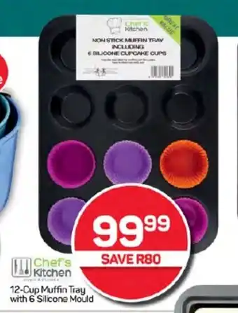 12-Cup Muffin Tray with 6 Silicone Mould