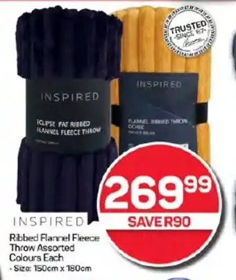 Pick n Pay Hypermarket Ribbed Flannel Fleece Throw Assorted Colours Each offer