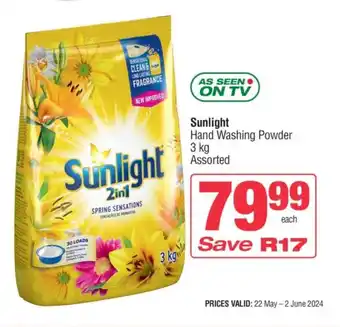 KwikSpar Sunlight Hand Washing Powder 3kg Assorted offer