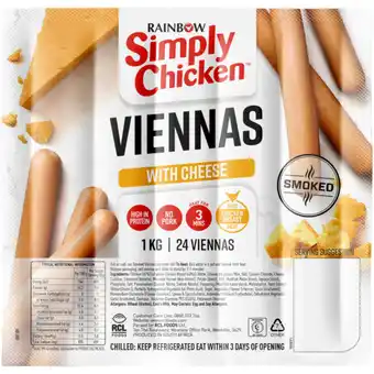 Checkers Liquor Shop Simply Chicken Cheese Smoked Viennas With Chicken Breast Meat 1kg offer