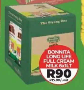 1UP BONNITA LONG LIFE FULL CREAM MILK 6x1LT offer