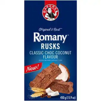 Checkers Liquor Shop Bakers Romany Classic Choc Coconut Flavour Rusks 450g offer