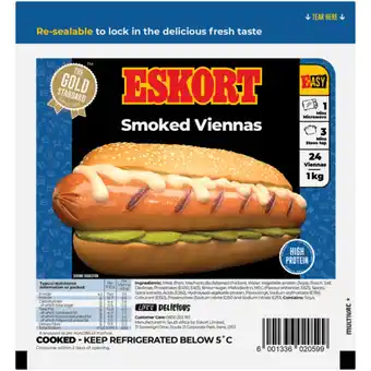 Checkers Liquor Shop Eskort Smoked Viennas Pack 1kg offer