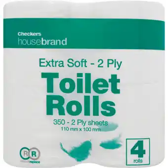 Checkers Housebrand Extra Soft 2 Ply Toilet Rolls 4 Pack