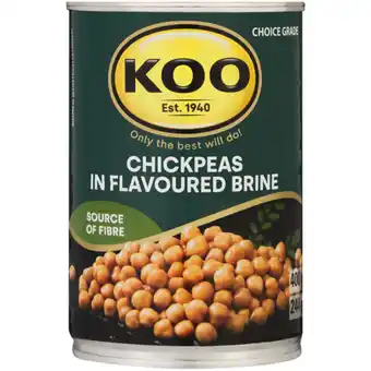 Checkers Liquor Shop KOO Chickpeas In Brine Can 400g offer