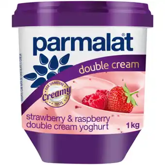 Checkers Liquor Shop Parmalat Strawberry & Raspberry Double Cream Yoghurt 1kg offer