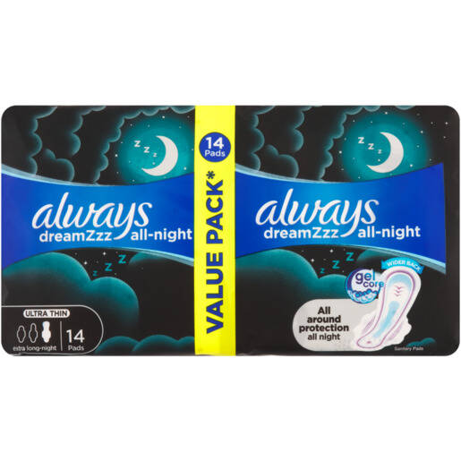 Always Dreamzzz Extra Long AllNight Ultra Thin Sanitary Pads 14 Pack
