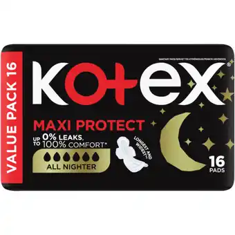 Checkers Liquor Shop Kotex All Nighter Maxi Pads Value Pack 16 Pack offer