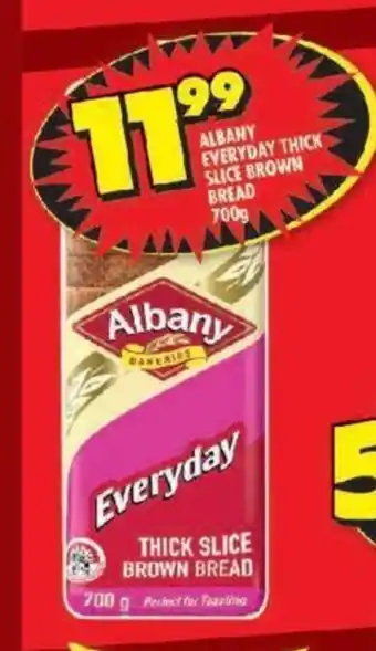 Shoprite ALBANY EVERYDAY THICK SLICE BROWN BREAD 700g offer