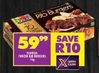 Shoprite FLORIDA FROZEN RIB BURGERS 1kg offer