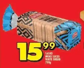 Shoprite SASKO MORE SLICES WHITE BREAD 700g offer