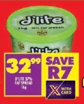 Shoprite D'LITE 37% FAT SPREAD 1kg offer