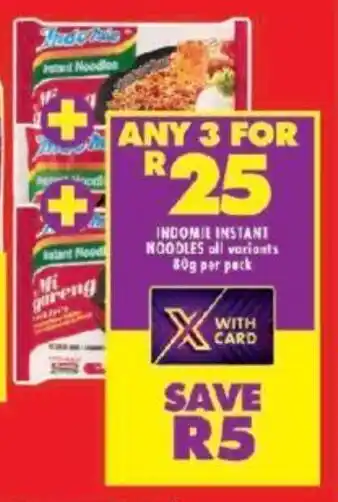 Shoprite INDOMIE INSTANT NOODLES all variants 80g per pack offer