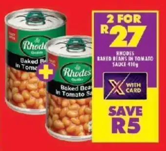 Shoprite RHODES BANED BEANS IN TOMATO SAUCE 410g offer