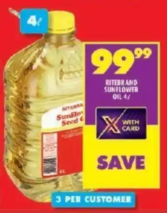 Shoprite RITEBRAND SUNFLOWER OIL 4L offer