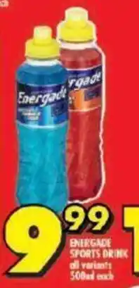 Shoprite ENERGADE SPORTS DRINK all variants 500ml each offer
