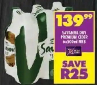 Shoprite SAVANNA DRY PREMIUM CIDER 6x500m NRB offer