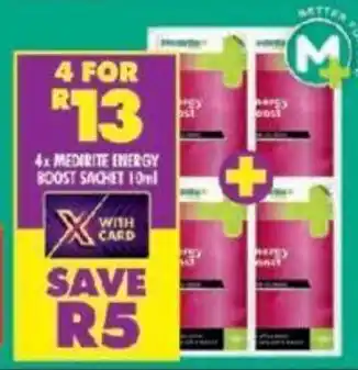 Shoprite 4x MEDIRITE ENERGY BOOST SACHET 10ml offer