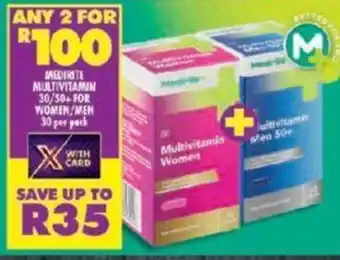 Shoprite MEDIRITE MULTIVITAMIN 30/50+ FOR WOMEN/MEN 30 per pack offer