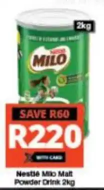 Checkers Nestle Milo Malt Powder Drink 2kg offer