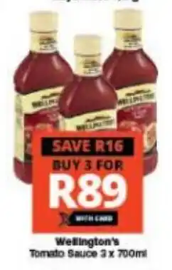 Checkers Wellington's Tomato Sauce 3x 700ml offer
