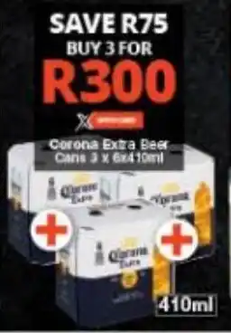 Checkers Corona Extra Beer Cans 3 x 6x410ml offer