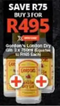 Checkers Gordon's London Dry Gin 3x 750ml offer