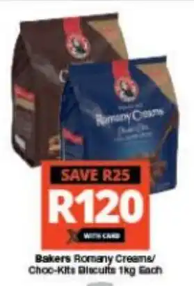Checkers Bakers Romany Creams/ Choc-Kits Biscuits 1kg Each offer