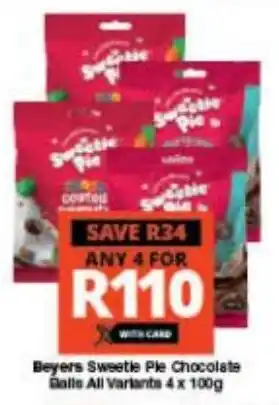 Checkers Beyers Sweetle Ple Chocolate Balls All Variants 4 x 100g offer