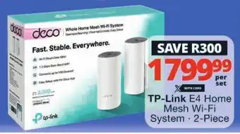 Checkers TP-Link E4 Home Mesh Wi-Fi System 2-Piece offer